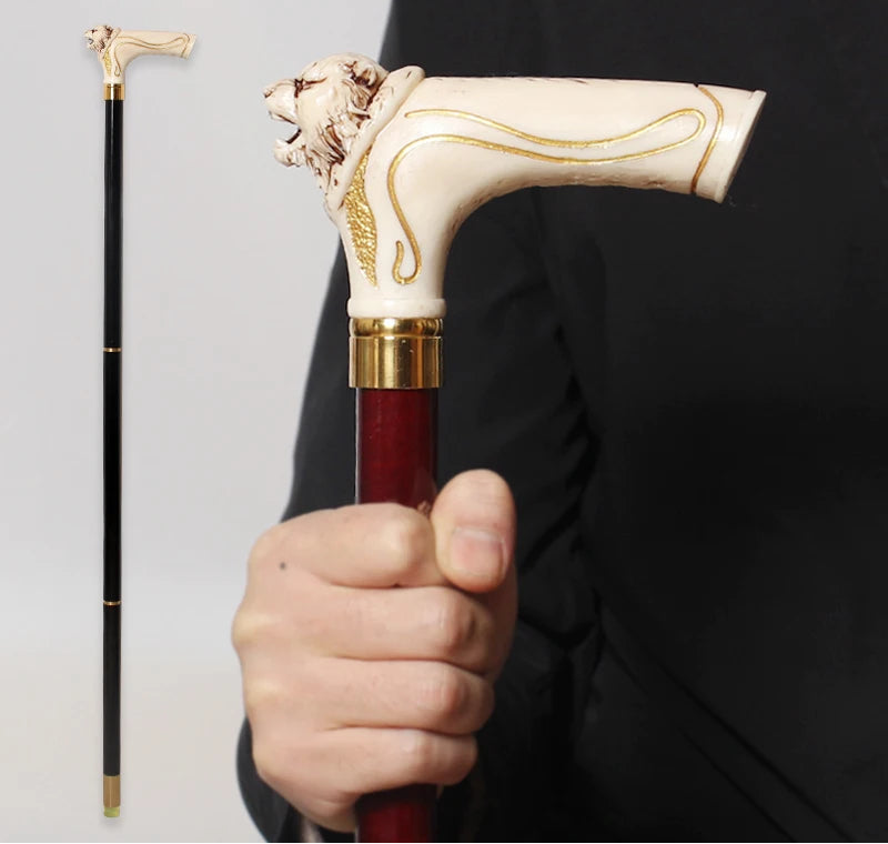 Tiger Head Wooden Walking Cane