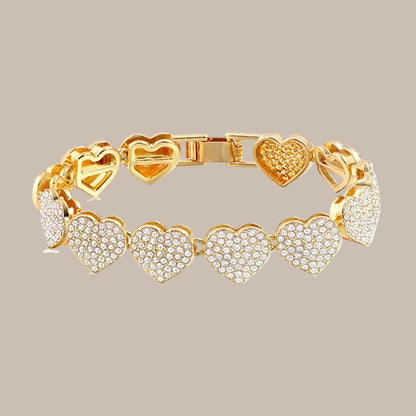 Rhinestone Paved Heart Cuban Chain Bracelet