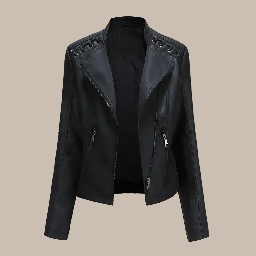Women's Colorful Faux Leather Moto Jacket