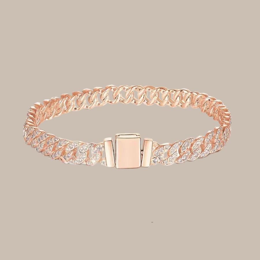 Gold Cuban Chain Inlaid Bracelet & Necklace Set