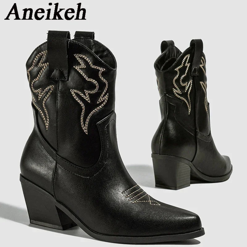 Embroidered Ankle Boots