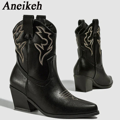 Embroidered Ankle Boots