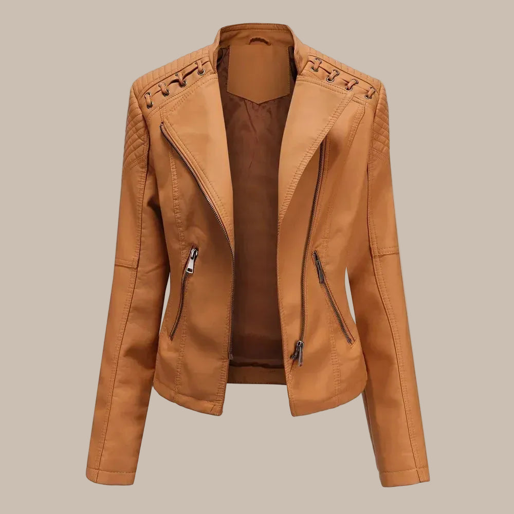 Women's Colorful Faux Leather Moto Jacket