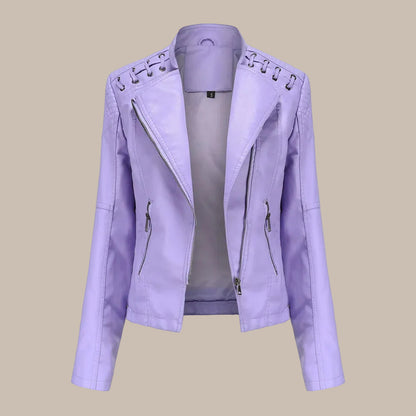 Women's Colorful Faux Leather Moto Jacket