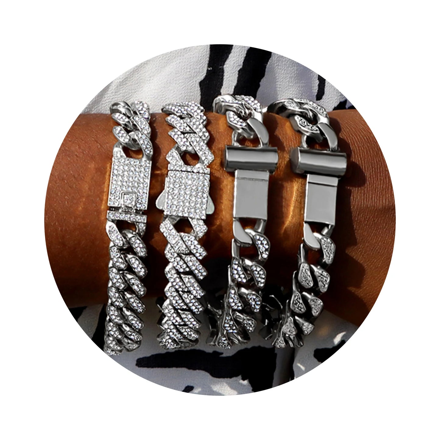 Full Rhinestone Prong Cuban Link Bracelet