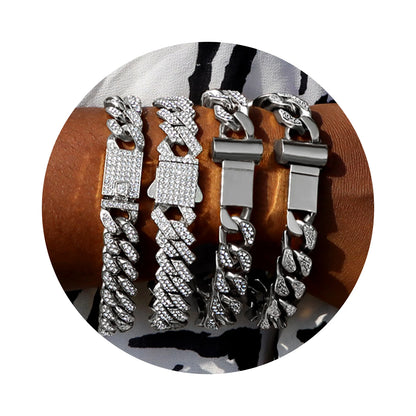 Full Rhinestone Prong Cuban Link Bracelet