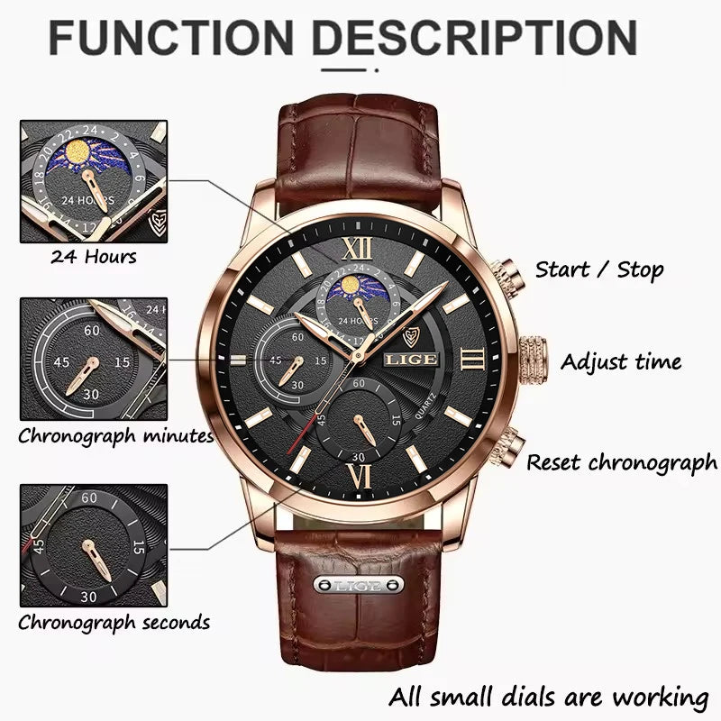 Men's Luxury Leather Quartz Watch