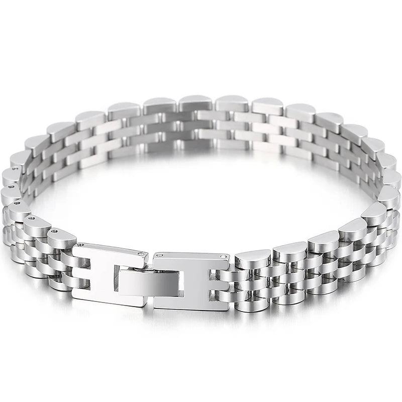 10mm Watchband-Style Stainless Steel Bracelet