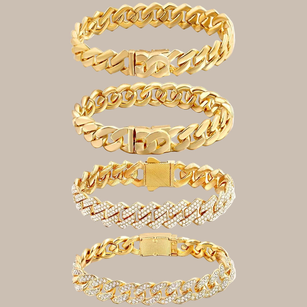 Full Rhinestone Prong Cuban Link Bracelet