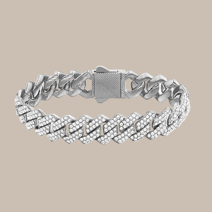 Full Rhinestone Prong Cuban Link Bracelet
