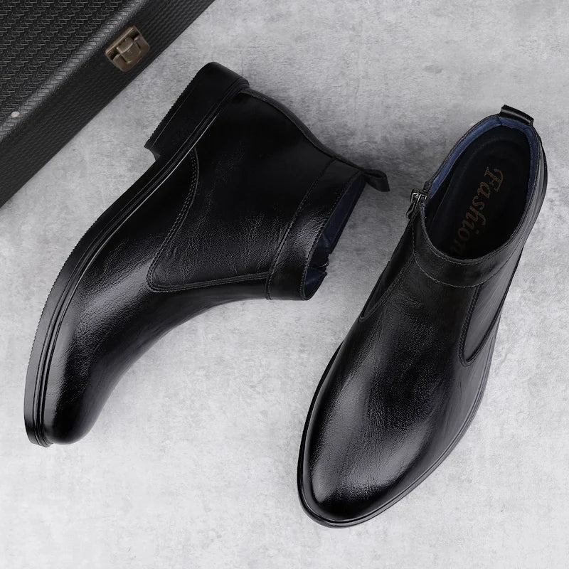 Men's Winter Plush Leather Boots