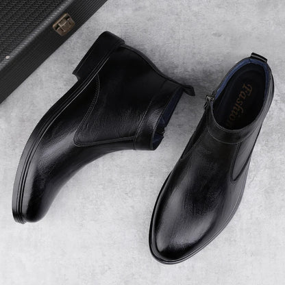 Men's Winter Plush Leather Boots