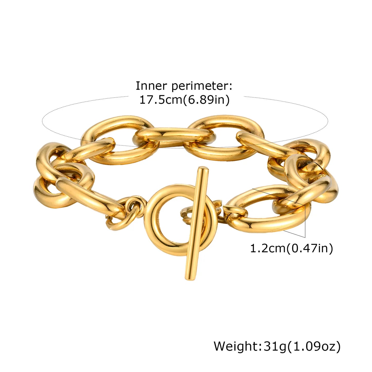 Gold-Tone Toggle Clasp Chain Bracelet