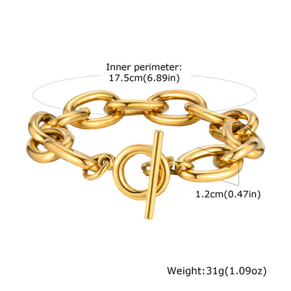 Gold-Tone Toggle Clasp Chain Bracelet