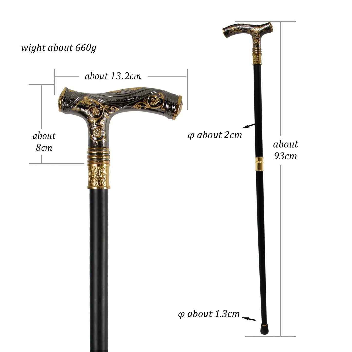 Black Gold Bear Carved Walking Cane