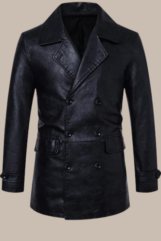 Men’s Mid-Length Leather Coat