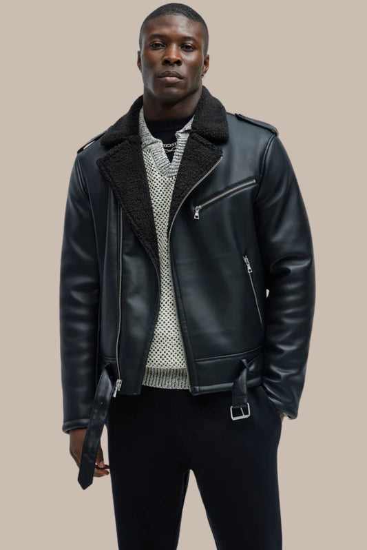 Head Faux Leather Jacket