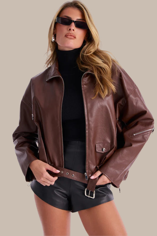 Faux Leather Moto Jacket
