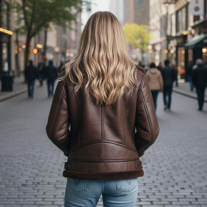 Genuine Leather Shearling-Lined Coat